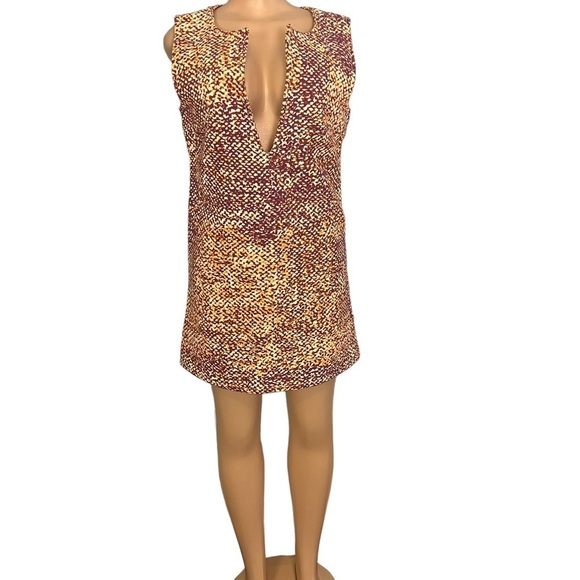 Just Cavalli Multicolor Canvas Plunge Neck Shift Dress - Picture 1 of 9